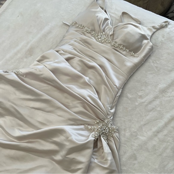 Sottero & Midgley Imperial A-Line Champagne Wedding Dress with Train Bustle - Picture 5 of 15